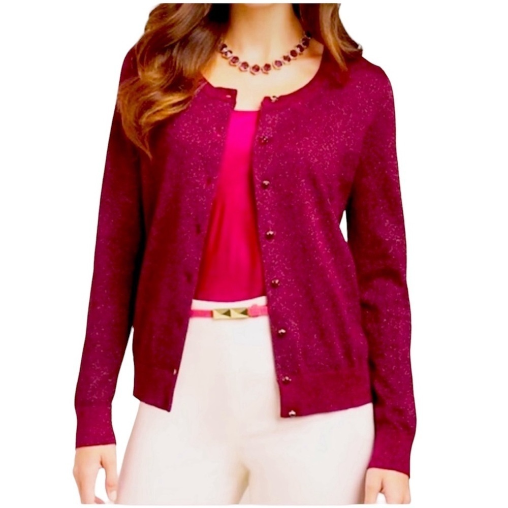 Talbots Sparkling Cranberry Cardigan Sweater